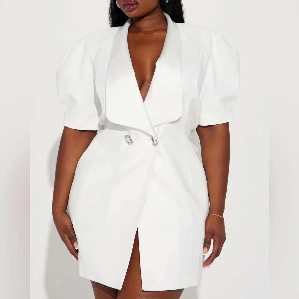 Fashion Nova White Blazer Dress